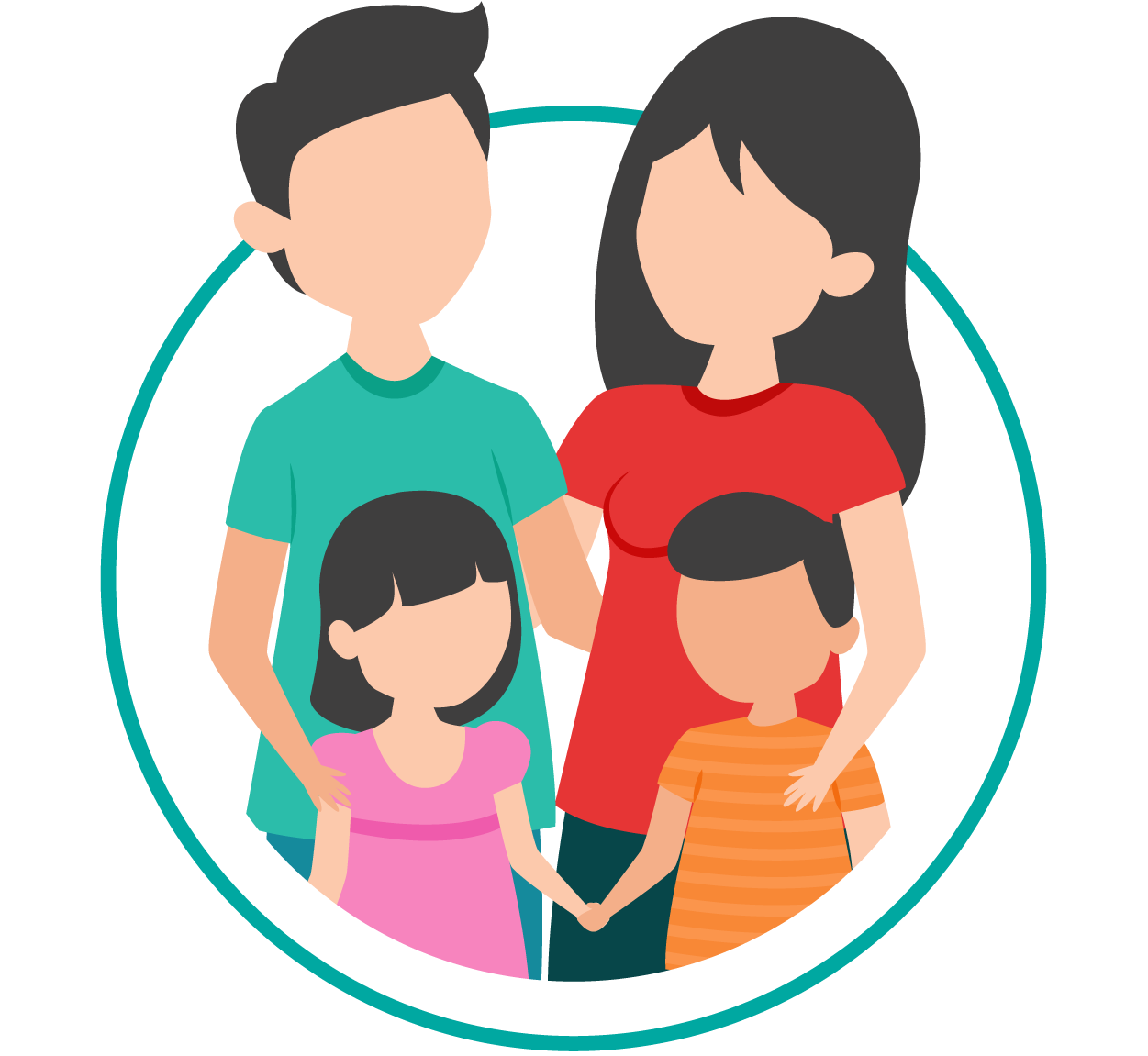 Foto de una familia con un niño.
