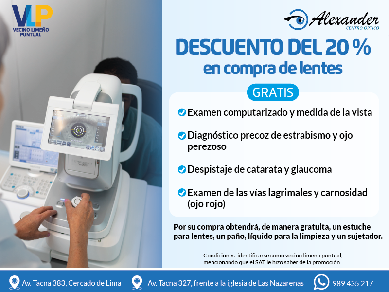 20 % de descuento en compra de lentes